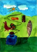 Fialowski Melinda: Illusztráció Kosztolányi Dezső Mostan színes tintákról…című művéhez / gyermekrajz