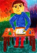 Kerschner Dorottya: Illusztráció Kosztolányi Dezső Mostan színes tintákról…című művéhez / gyermekrajz