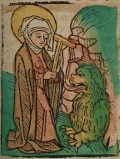 Szent Márta (Illusztráció a Pannonhalmán őrzött Legenda Aurea Sanctorum című ősnyomtatvány 1482-es augsburgi kiadásából)
