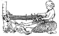 Egyszerű szövőszék, Mikronézia –Illusztráció Bodrogi Gyula: Mesterségek, társadalmak születése  című kötetéből