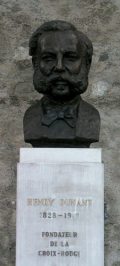Henry Dunant orvos (1828-1910) a Nemzetközi Vöröskerszt alapítójának mellszobra - Genf (Svájc) (Fotó: Legeza Dénes István)